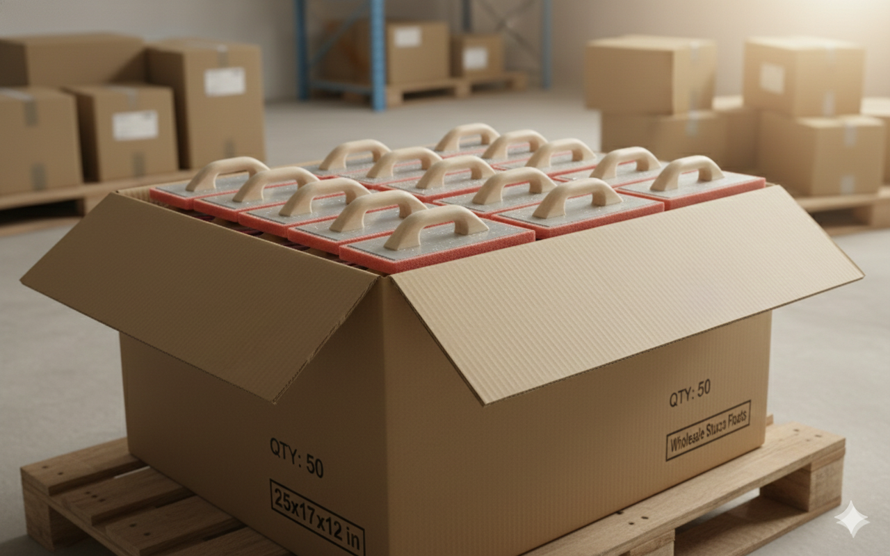 50 pk Case Pro-Grade Stucco Float – Red Coarse-Cell Foam with Ergo-Grip Handle